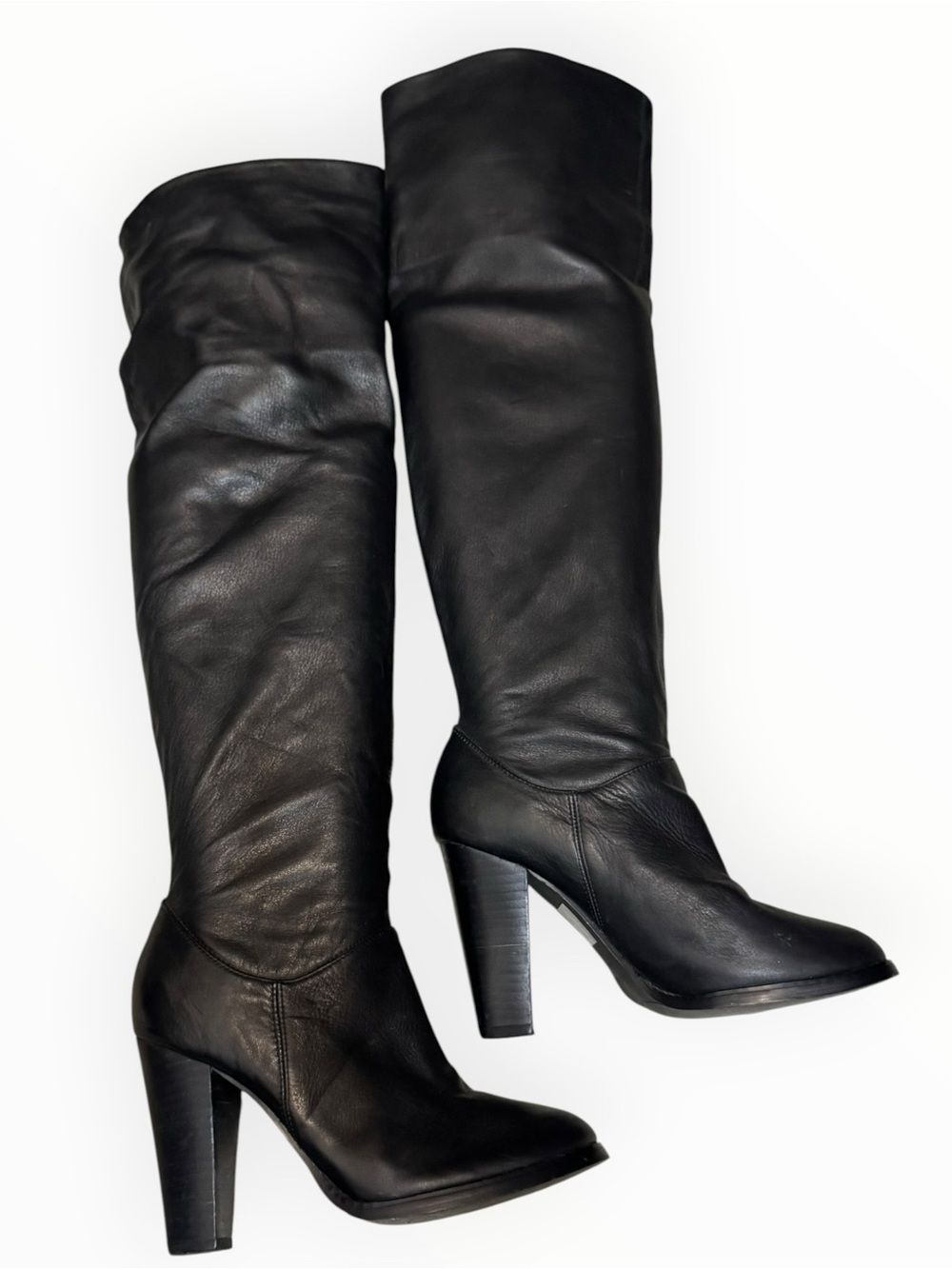 Colin Stuart Leather Over-the-Knee Heel Boots 4 ways to wear.